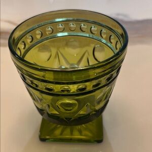 Indiana Colony Glass PARK LANE Green Glass Goblet 4 1/4" h square base